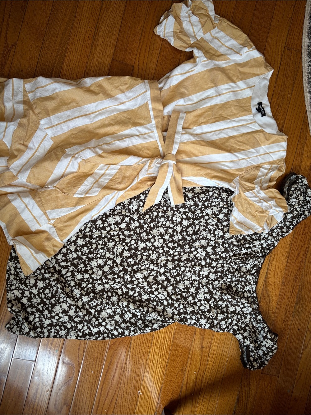 Express Striped Mini Dress in White and Tan